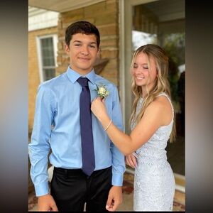 Elegant Light Blue Lace Dress